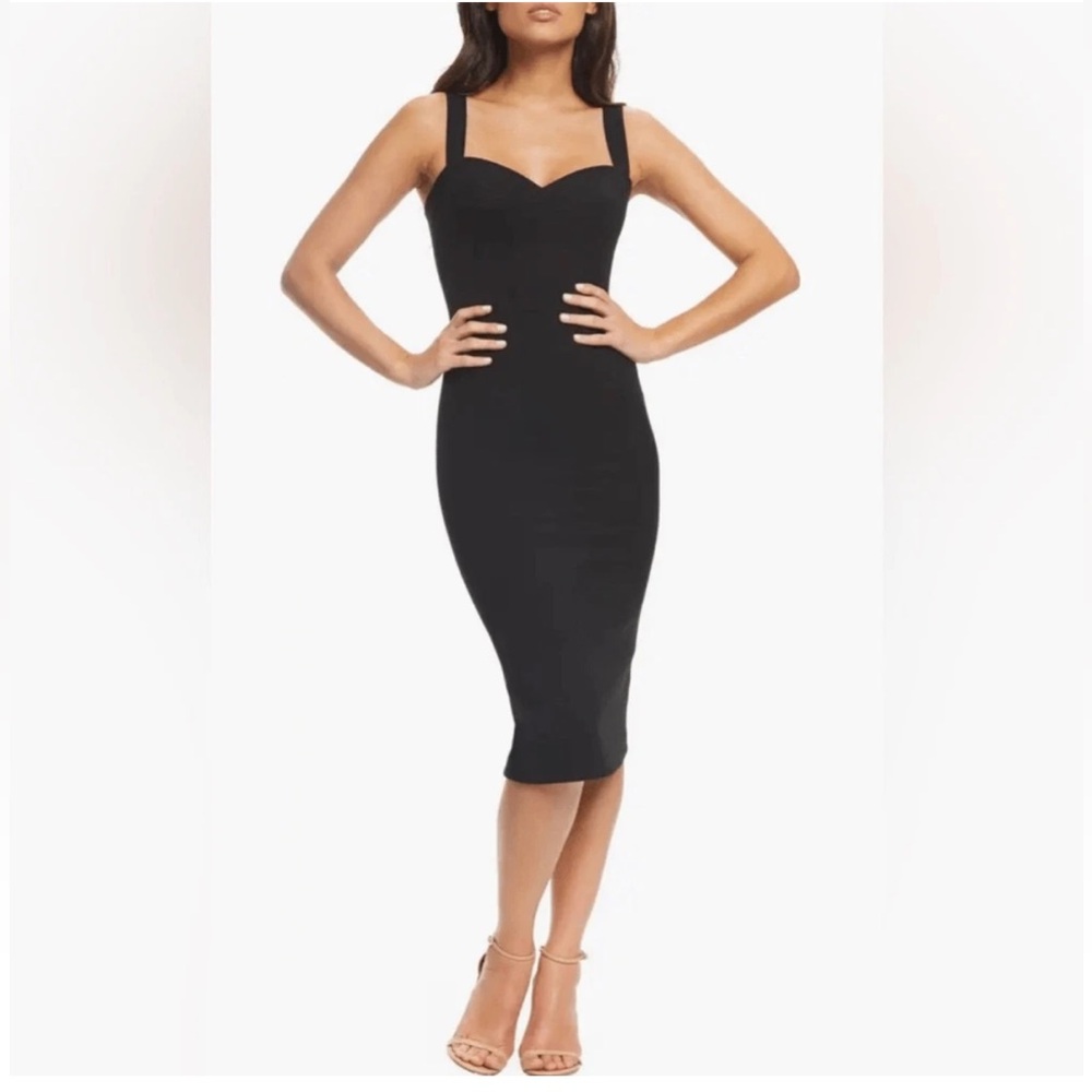 DRESS THE POPULATION Nicole Sweetheart Neck Cocktail Dress Black Size Small